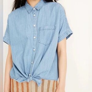 MADEWELL Denim  Short-Sleeve Tie Front Shirt size XS